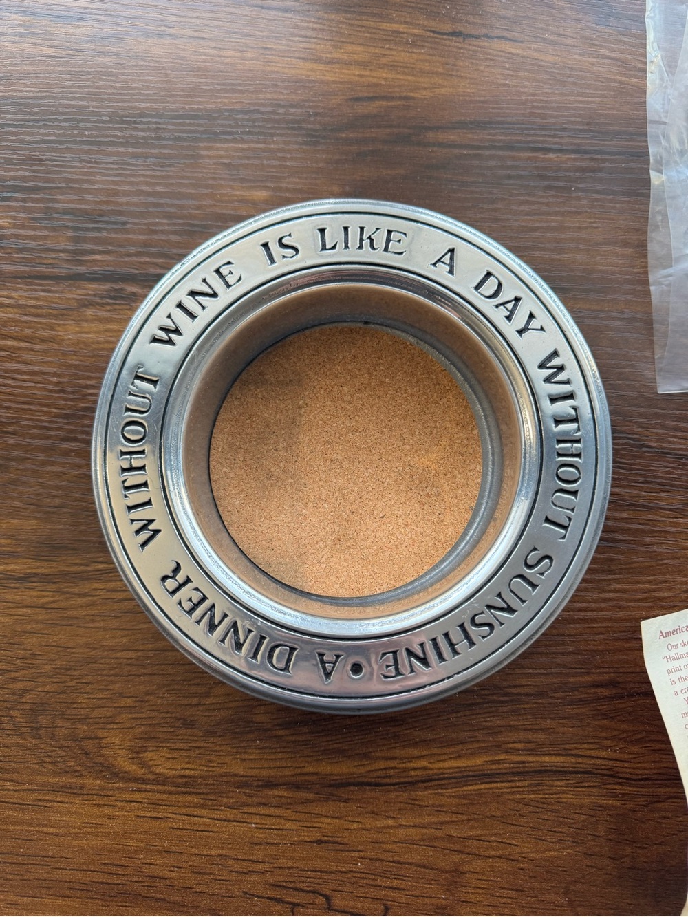 Vintage Wilton Armetale Wine Champagne Bottle Coaster Cork Metal Sunshine 6.5"